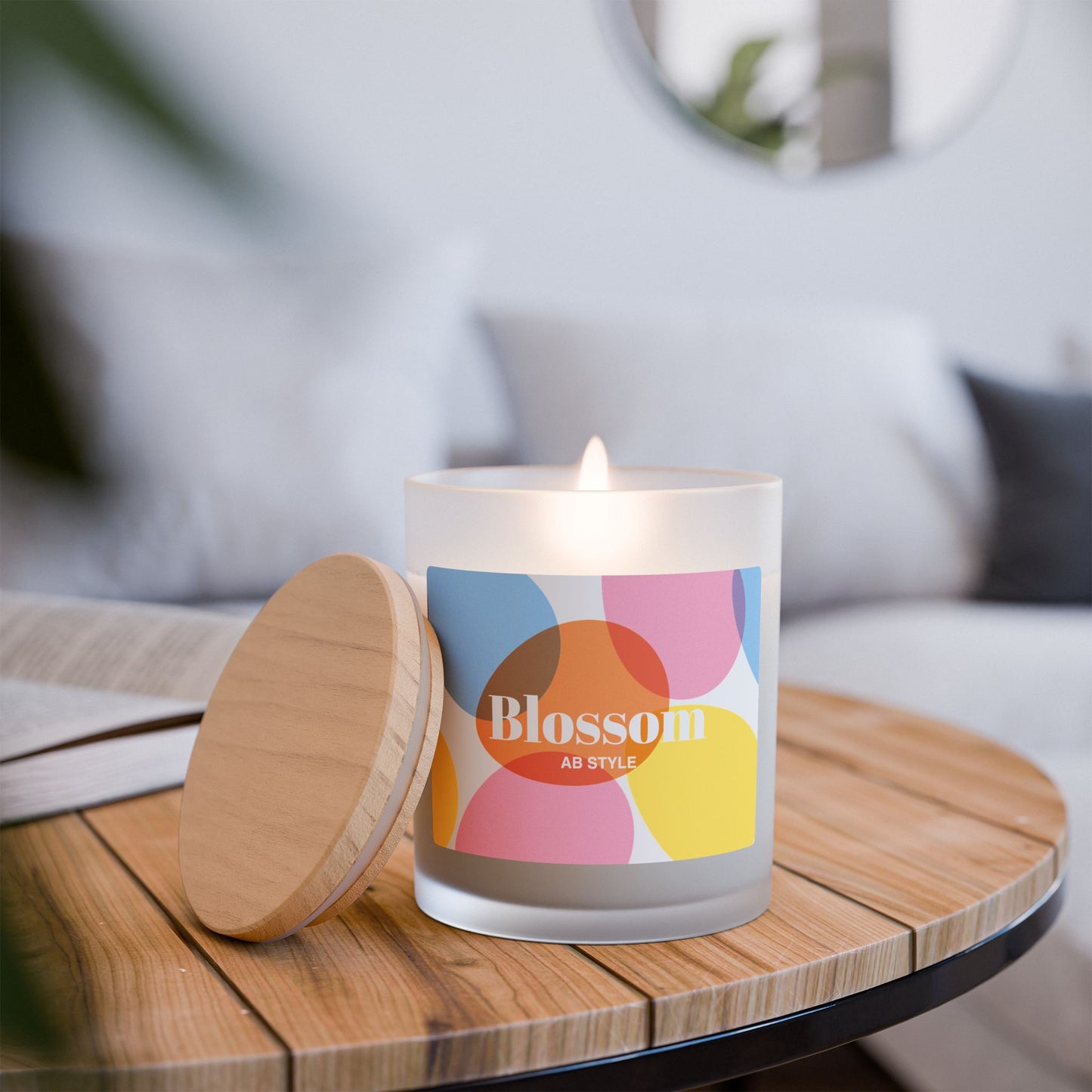 Colorful Blossoming Scented Candle - 11oz Frosted Glass Decor