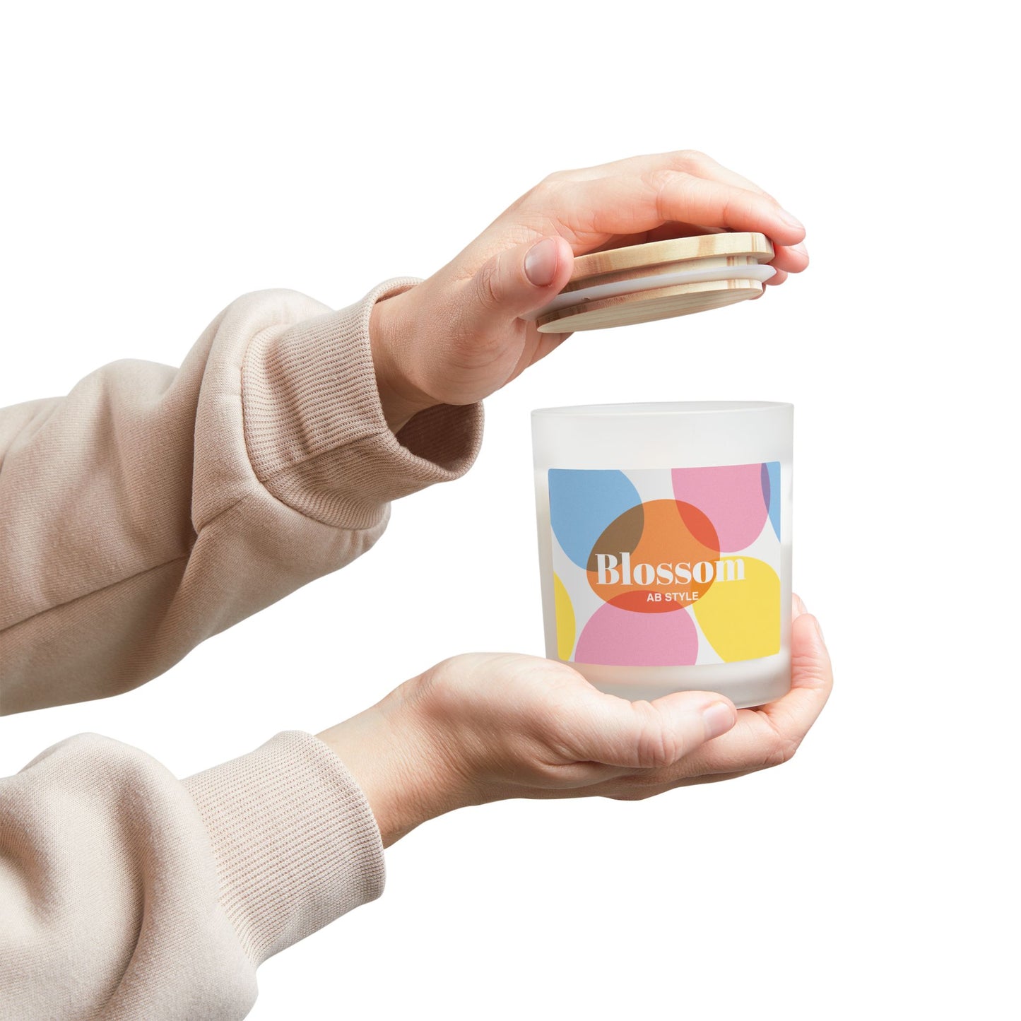 Colorful Blossoming Scented Candle - 11oz Frosted Glass Decor