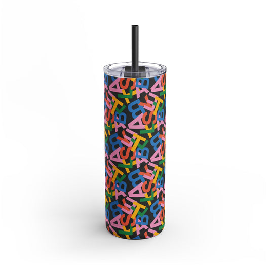 AB Skinny Matte Tumbler | Alphabet Soup 20oz