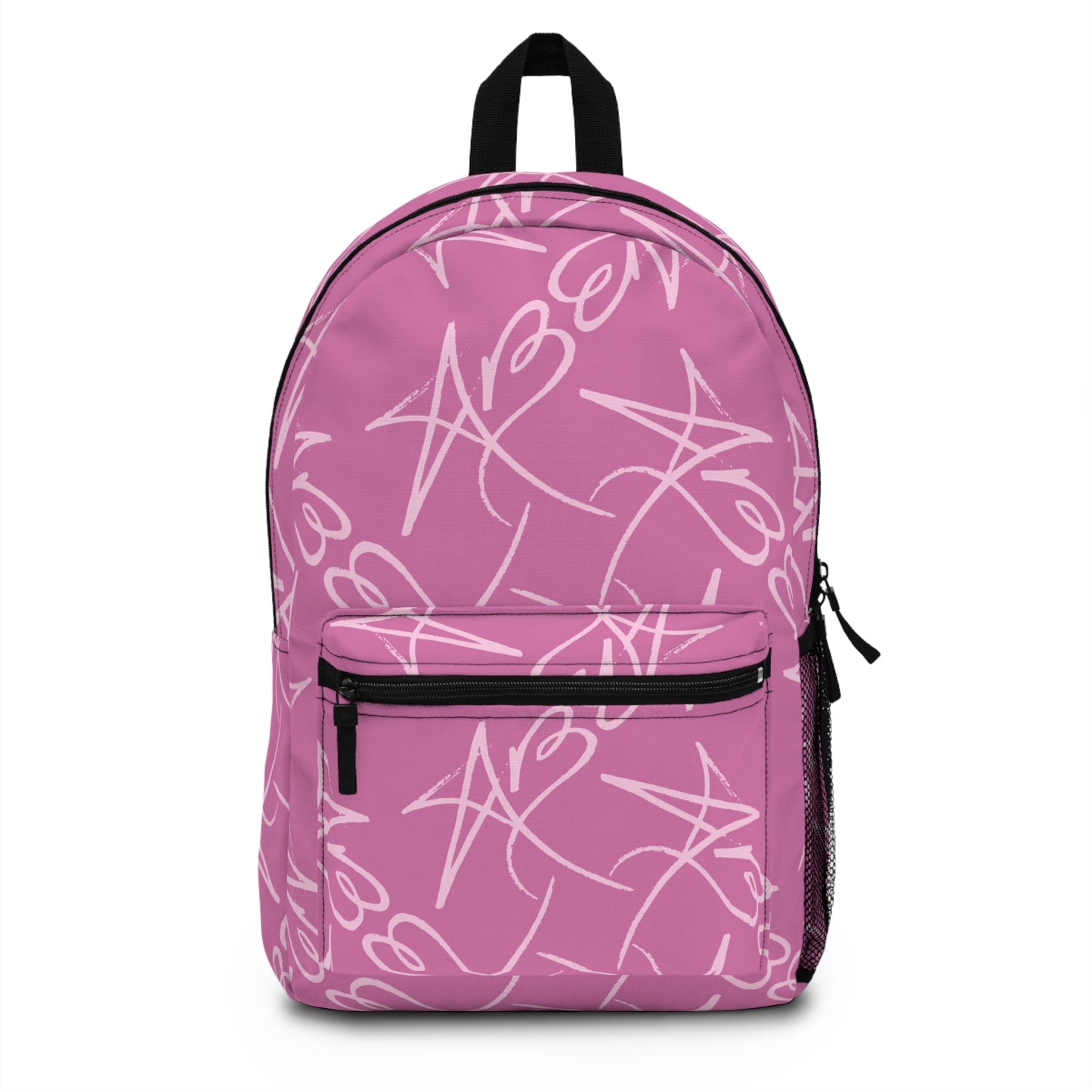 AB White Backpack | Pink Signature